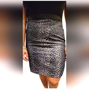 Ann Taylor Metallic Leapard Mini Pencil Skirt